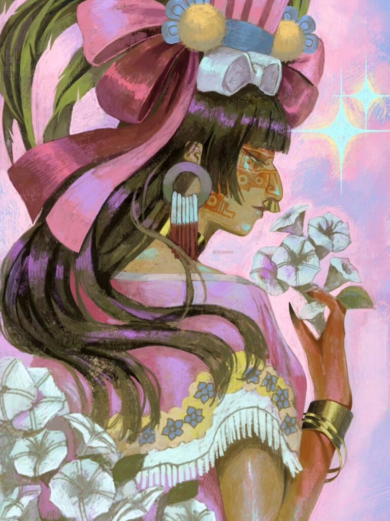 Xochiquetzal ilustración de @effipeonia